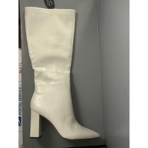 Wild Pair Boots Womens Size 8.5 White ISLAHP Knee High Block Heel Pointed Toe